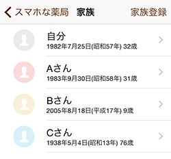 家族登録 電子お薬手帳
