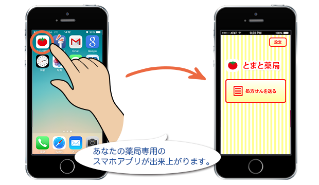 薬局専用のオリジナルアプリです